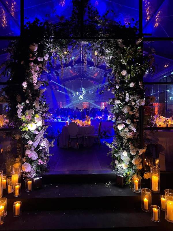 Floral archway with candles