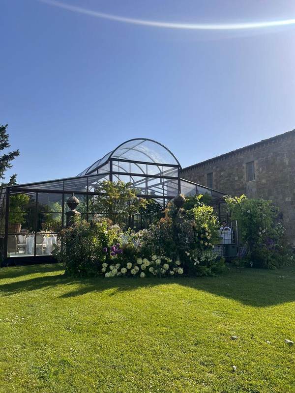 Greenhouse with floral entrance